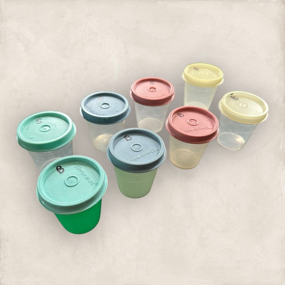 TUPPERWARE 2 oz. MINI MIDGETS Vintage Set of 8 Pastel Retro Kitchen